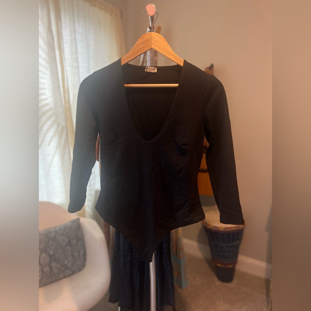 Free People Medium 3/4 Length Sleeves Bodysuit